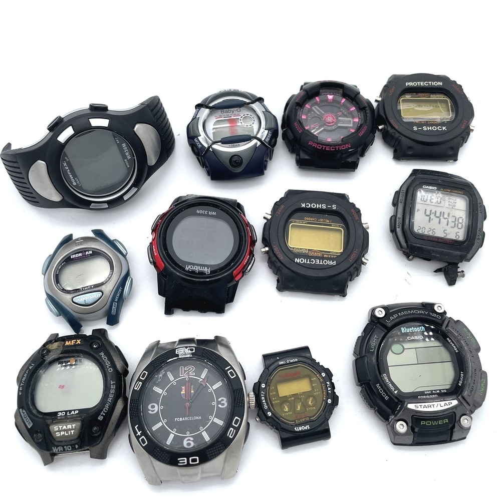Lot of 12 Sport Watch Faces for Parts Repair Crafts Etc. Bulk Set Mix Brands